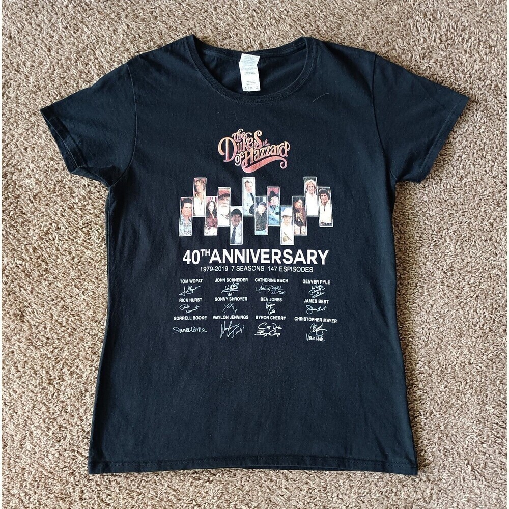 The Dukes Of Hazard 40th Anniversary T-Shirt Women's Medium Black Short Sleeve